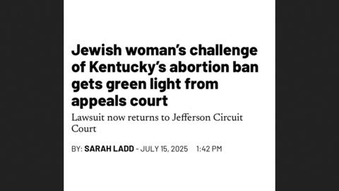 Jews Fight Kentucky's Abortion Ban in Court - Abortion vs Nationalism...