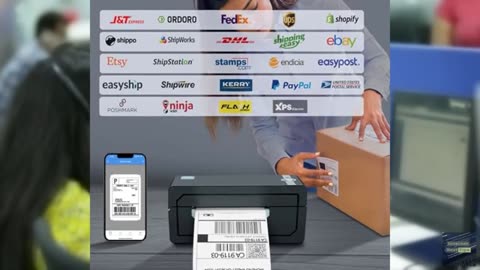 JADENS Bluetooth Thermal Shipping Label Printer – Wireless 4x6 Shipping Label Pr