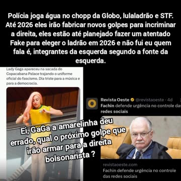 92 milhões para criar um golpe para incriminar a direita e, a polícia joga água no chopp da Globo, lulaladrão e STF. Nem a lady gralha usando a amarelinha deu certo. Até 2026 vai ter muitos golpes para criar, fiquem atentos 🪤🖕😁