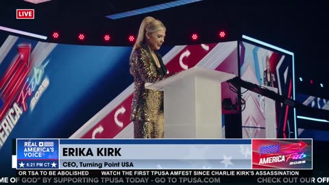 ERIKA KIRK TAKES THE STAGE AT AMFEST