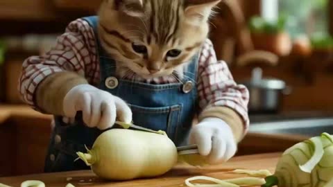 Smart Cat! Growing Vegetables & Cooking Delicious Meals!