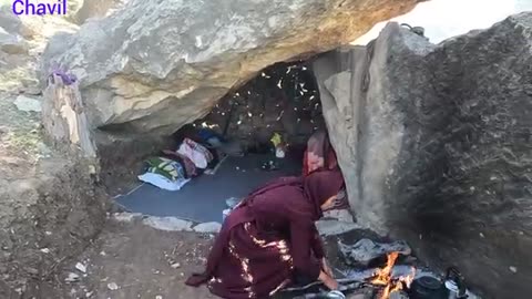 Nomadic life, building a shelter in the mountains#village #nomadic #doors