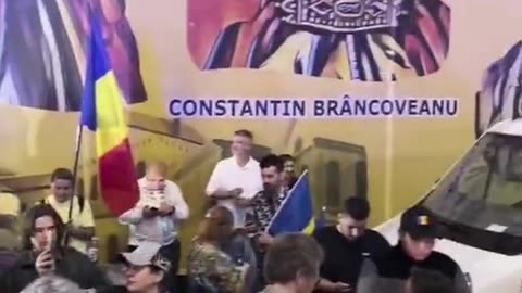 In Romania a young man shouted down with the fascist at the AUR far right center