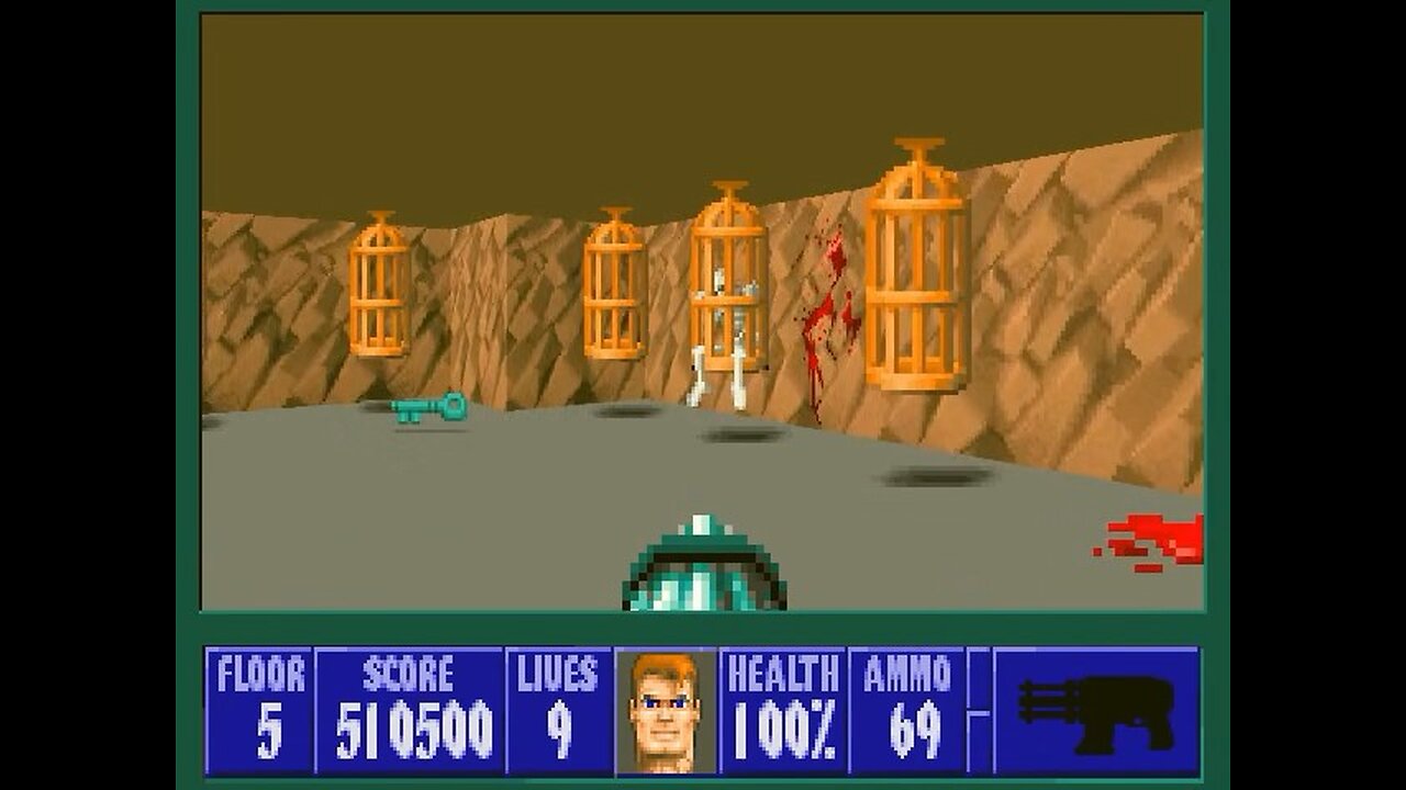 Wolfenstein 3D, DOS, 1992 - 100% Complete, Episode 4 Floor 5 (A Dark Secret)