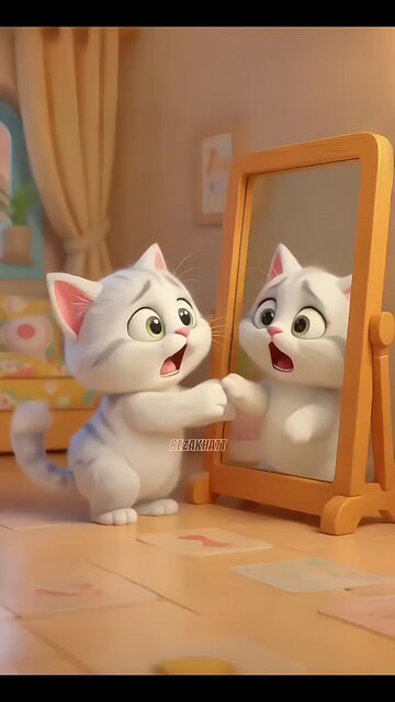 He ends up playing with his own reflection