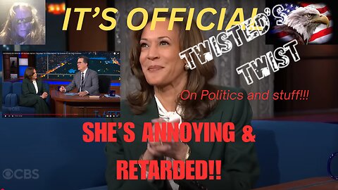 Kamala Harris Incoherent interview on Colbert She is officially retarded.