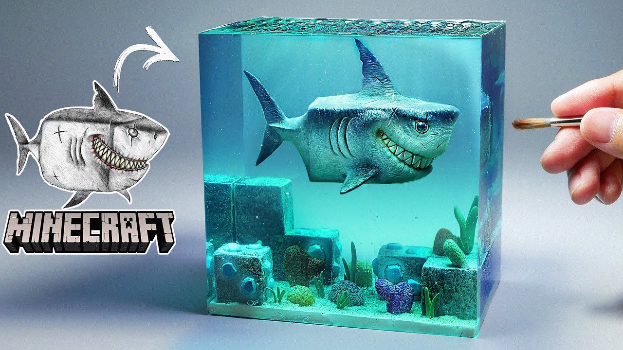 How To Make Realistic MINECRAFT Shark In The Water Diorama