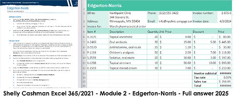 Shelly Cashman Excel 365/2021 | Module 2: SAM Project 1b |Edgerton-Norris (2025)