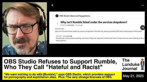 OBS Studio Refuses to Support Rumble, Who They Call "Hateful and Racist"