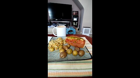 Eating Hebrew National Jumbo Beef Franks, Dbn, MI, 8/1/25