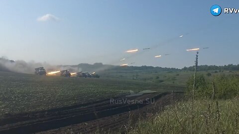 Archival video of Russian BM-21 Grad salvo on Lyman