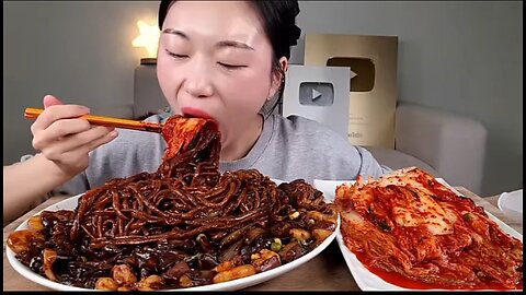 Korean jajangmyeon Noodles with kimchi