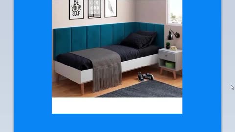 Cabeceira em L para Cama Box Solteiro Proteção Lateral Estofada - Azul Suede - AJ Móveis