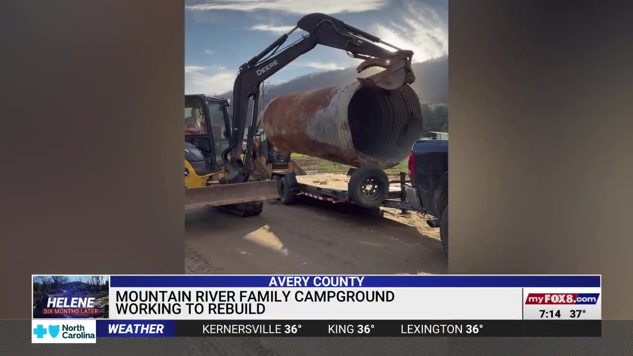 Mountain River family campground rebuilding from Helene devastation in North Carolina