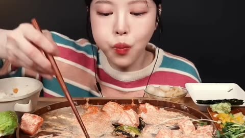 Delicious salmon with flying fish roe sandwich