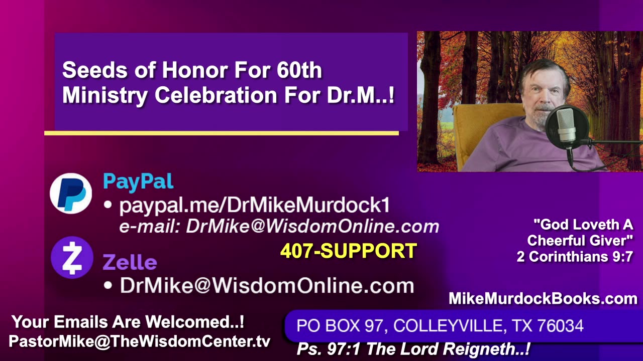 Mon. Sept. 22nd - Preacher-Talk With Mike Murdock..!!!