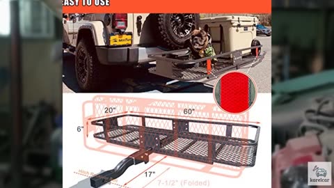MeeFar Folding Hitch Mount Cargo Carrier Basket 60" X 20" X 6"+Waterproof Cargo