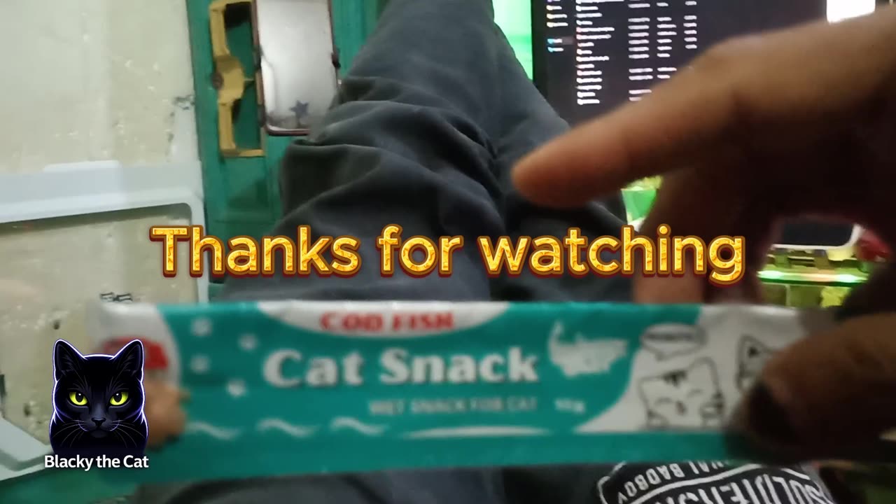 Blacky really likes cat snacks