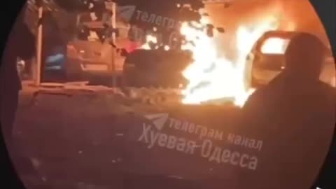 ❗️🚙 Parking lot in Odesa after the attack: dozens of cars burned down.