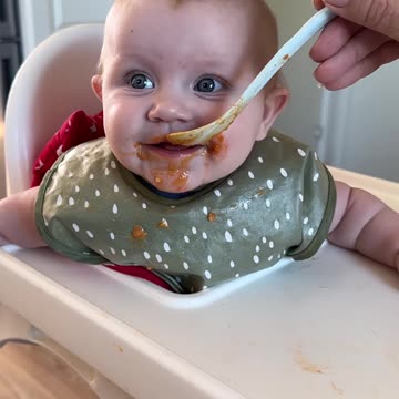 baby tries lasagna for the first time — priceless reaction!