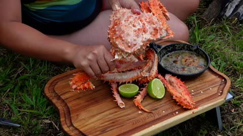 KING CRAB ASMR - Cooking and relaxing by the river