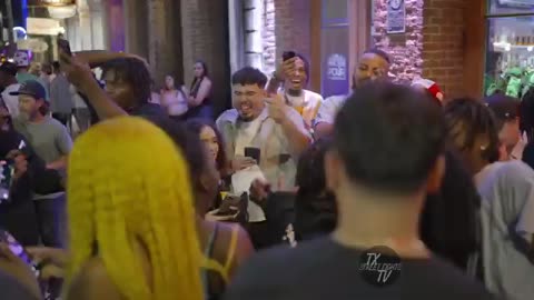 Fights breakout on 6th Street Austin TX 5-9-2025