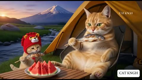 Mama Cat Works Hard to Surprise Kitten With a Colorful Scarf | Daily Mom Cat