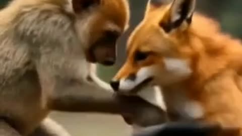 Monkey vs fox & Cat vs Cock fighting