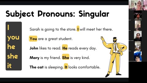 Pronouns (Subject , Object, Possessive ) Class (4)