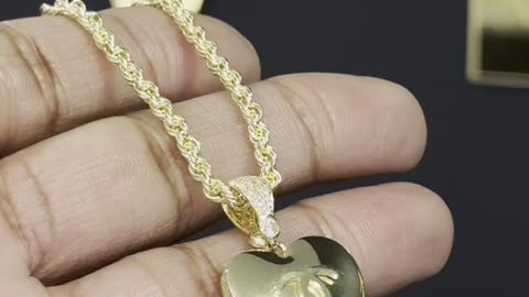 10K Gold Puffy Heart With 18” Chain Pendant Setup