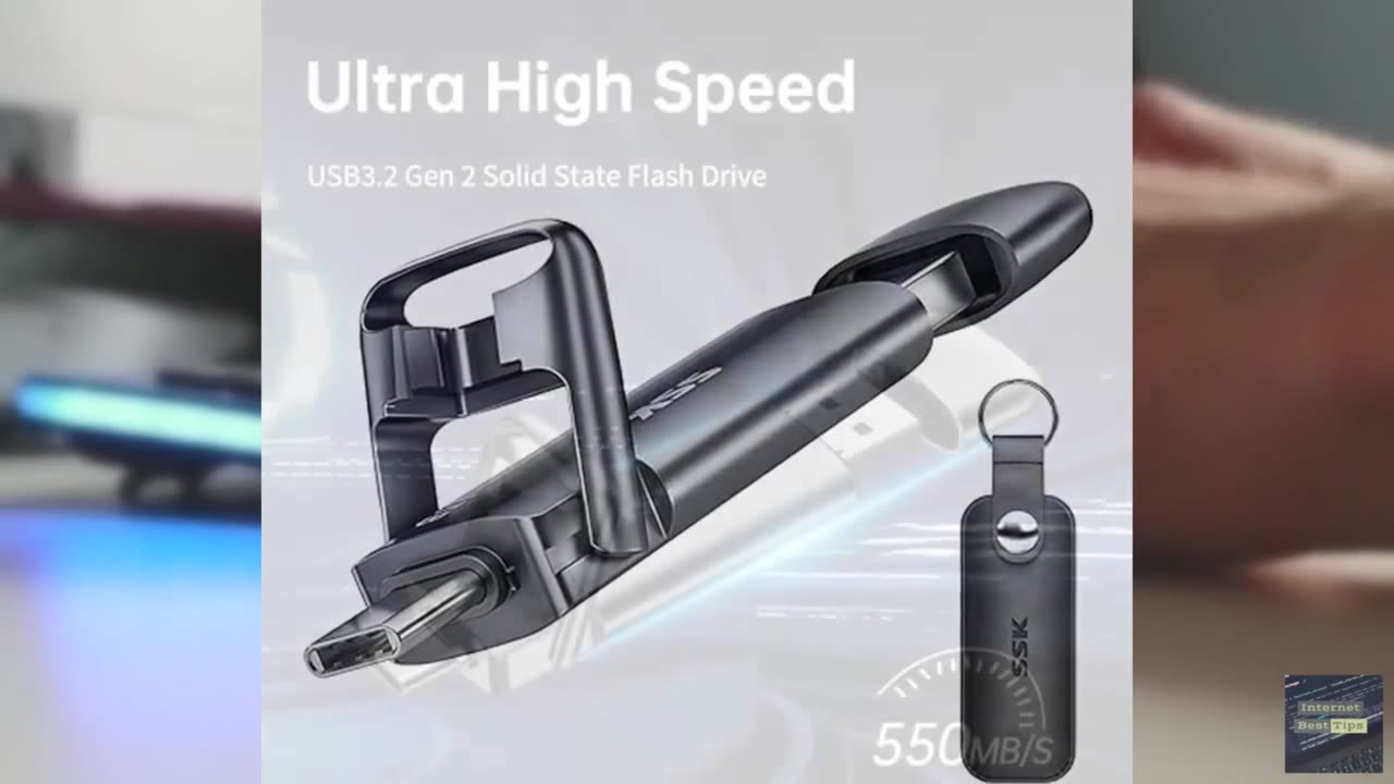 SSK 1TB USB Drive,External SSD Fast 550MB/s 2-in-1 Dual-Drive Type C+ A USB3.2 G