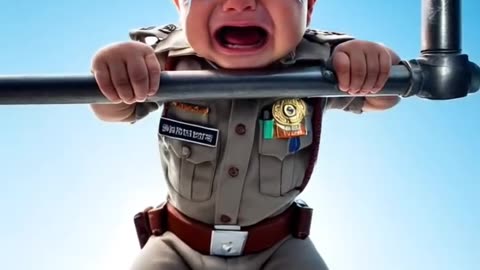 A police baby fell down from a building story #cutebaby #animals #shortsfeed #shorts