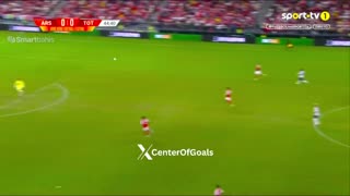 Pape Matar Sarr hunt David Raya from halfway line