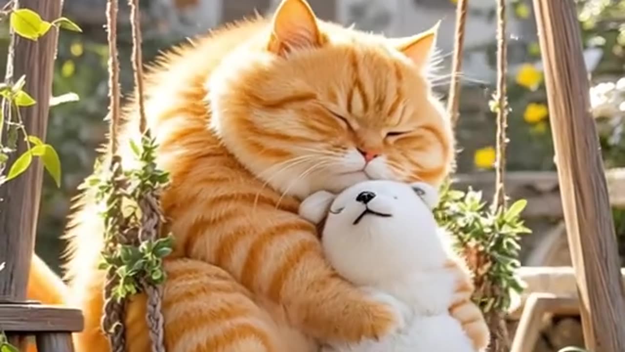 The cat have a chicken