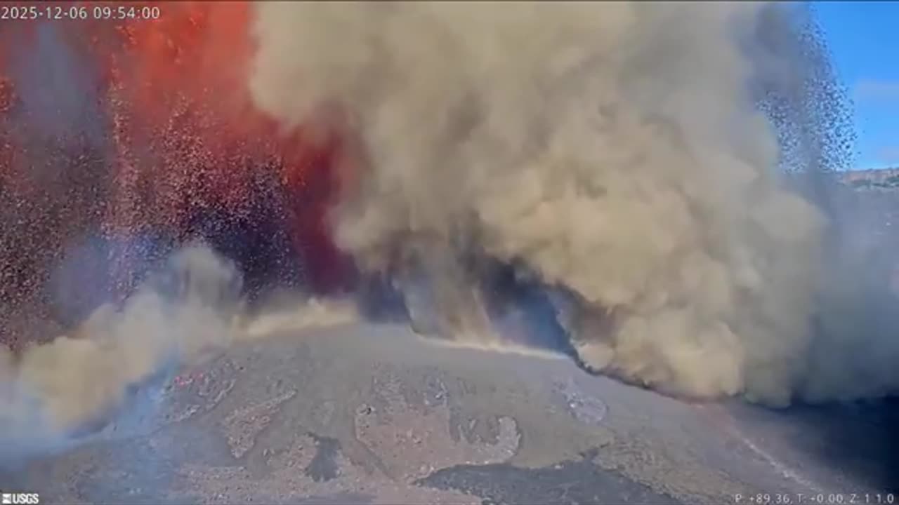Final 10 minutes of Kilauea Cam A Before Lava Fountain Destroys it Dec 6, 2025
