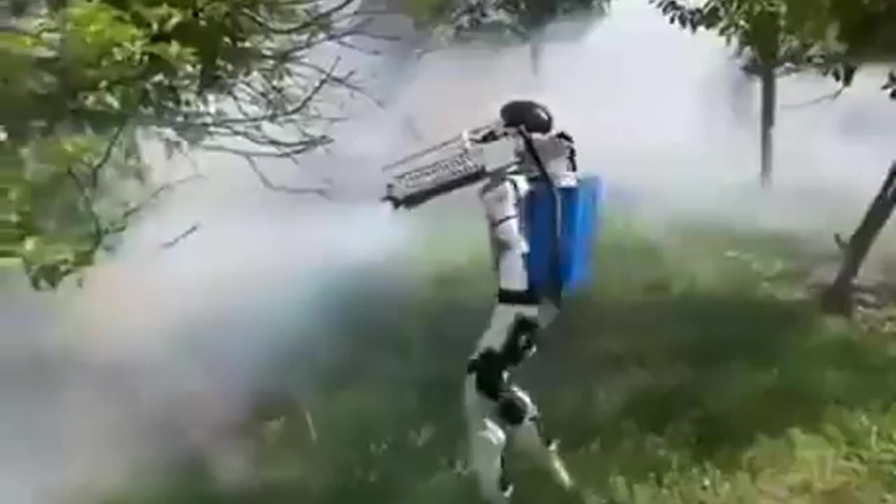 A robot walking around and gassing things … crazy times!