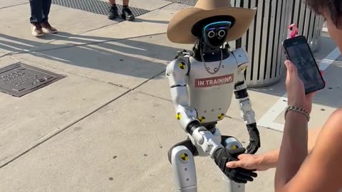 Friendly Robot Says Hello to the Locals