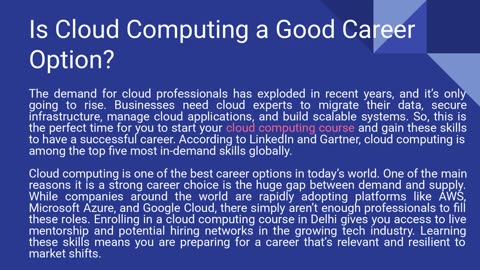 Is Cloud Computing a Good Career Option in Today's World?