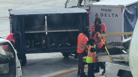 Delta Baggage Handler Throwing Bags