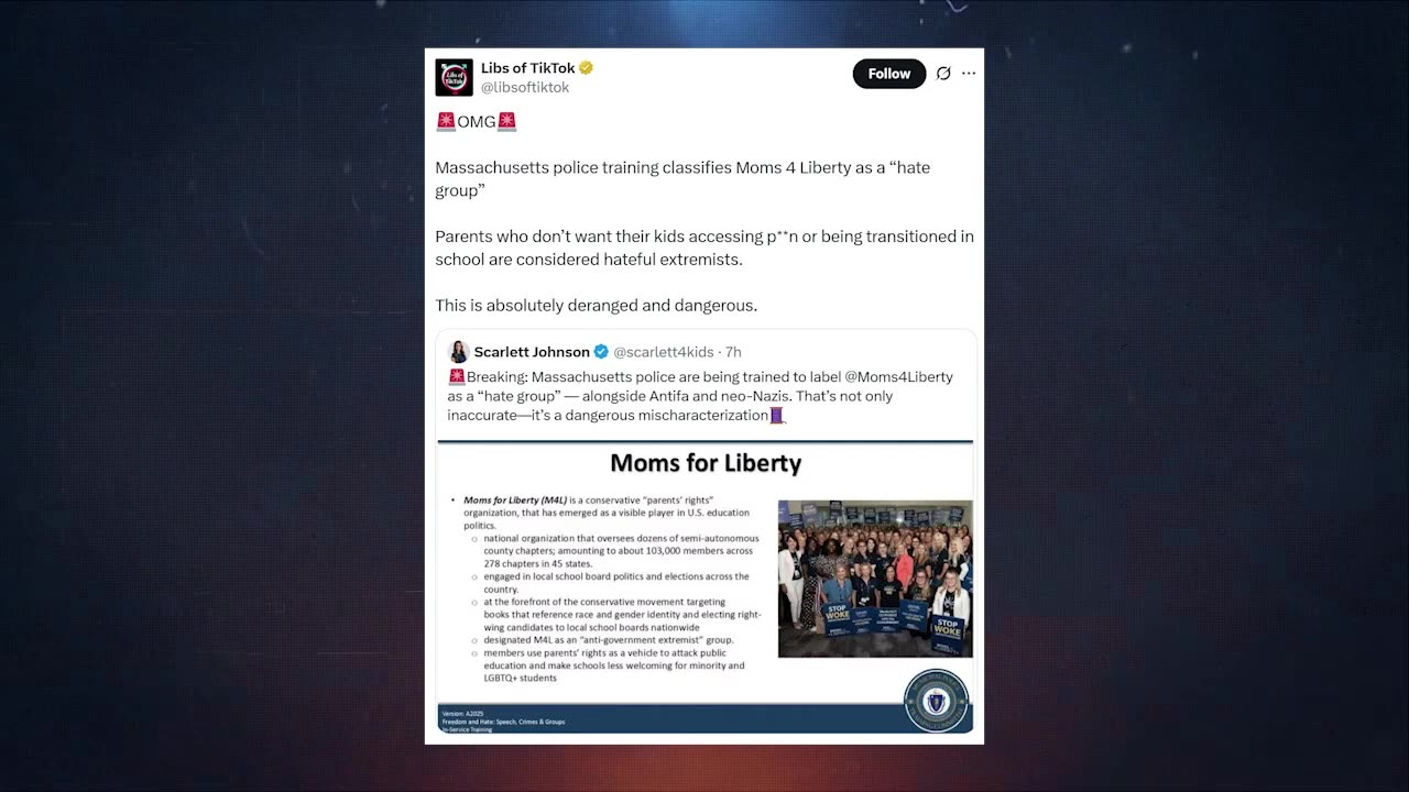 Massachusetts Police Training Classifies Moms For Liberty As 'Hate Group'