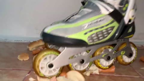 Roller Blades Destroy Hot Dogs