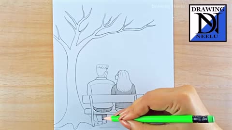 How to draw a Couple Sitting under Tree || Pencil sketch for beginner || Couple drawing || Drawing