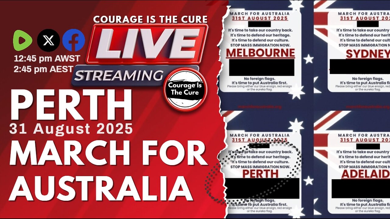 LIVE PERTH | March for Australia | Courage Is The Cure Live Stream 31 August 2025