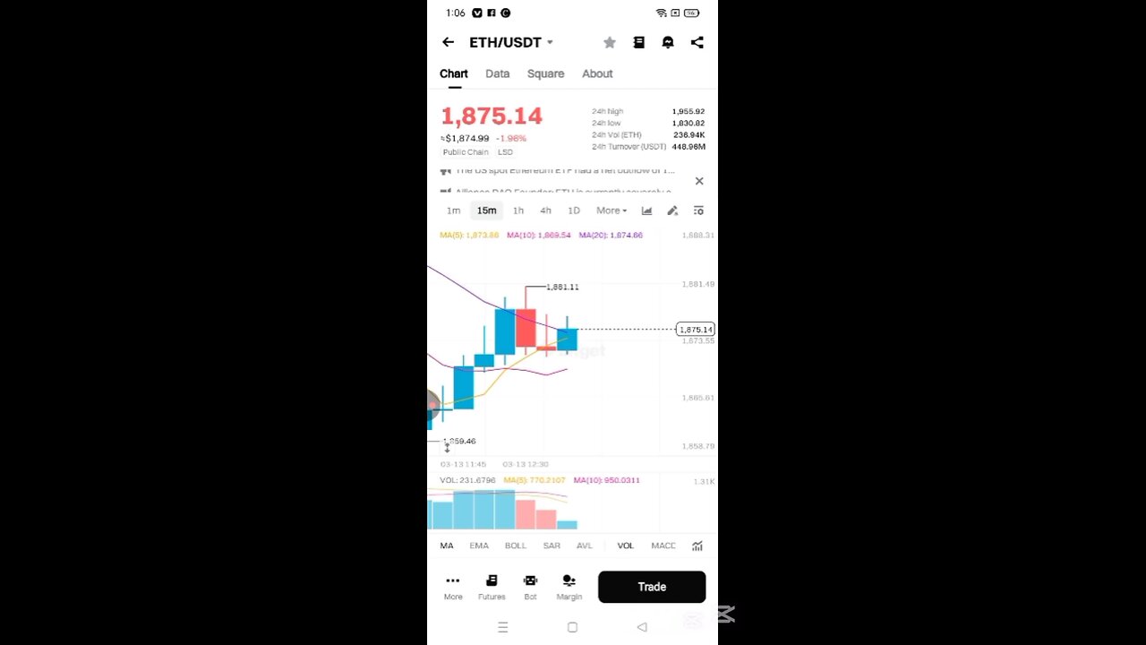 ETH/USDT Live Trading Stragery on Play3Universe