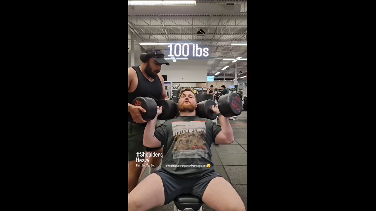 100lbs Seated DB Overhead Press (Heavy) 💪