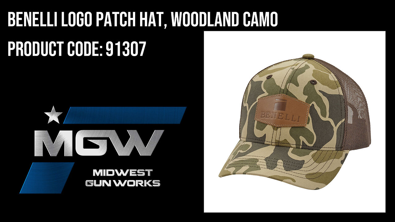 Benelli Logo Patch Hat, Woodland Camo - 91307