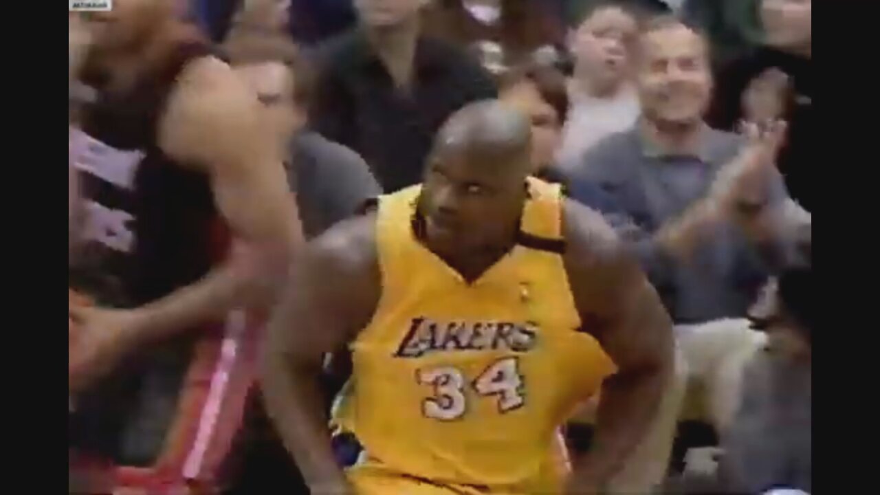 Shaquille O'Neal 17 Points 5/17 Shooting, 7 Ast Vs. Heat, 1999-2000.