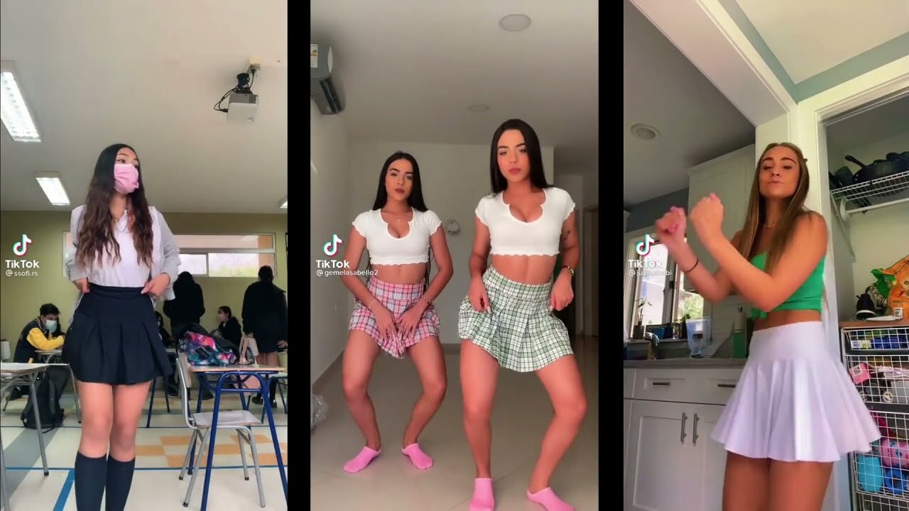 Cuties in Skirts almost Flashing their Poonani