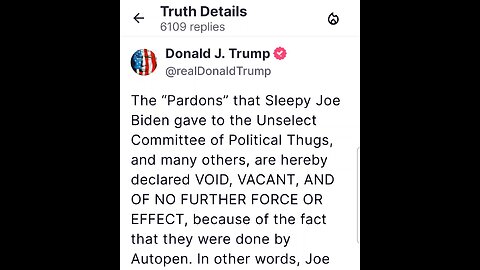 President Trump Declares The Biden Pardons Null and Void