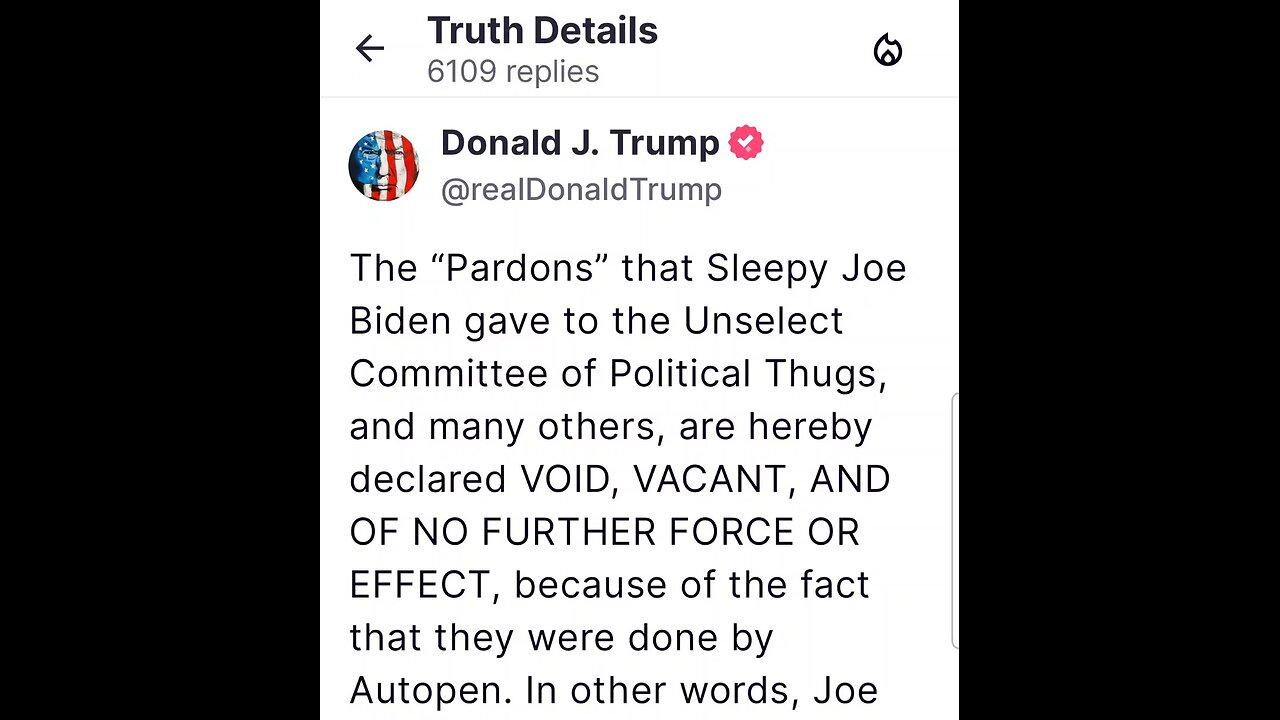 President Trump Declares The Biden Pardons Null and Void